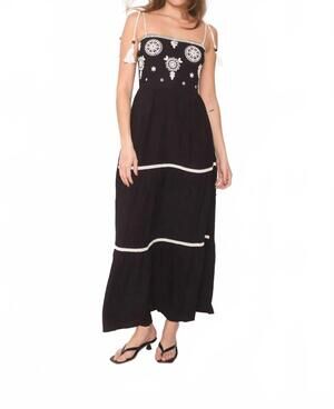 NEW ORIGINAL USA medallion embroidered maxi dress in black